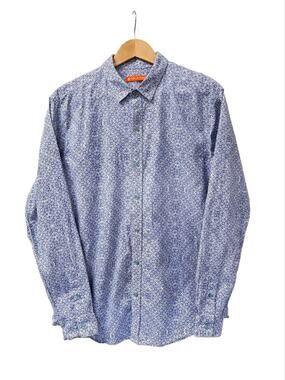 Tori Richard Cotton Lawn Geometric Pattern Button Up Shirt M Made in Hawaii EUC